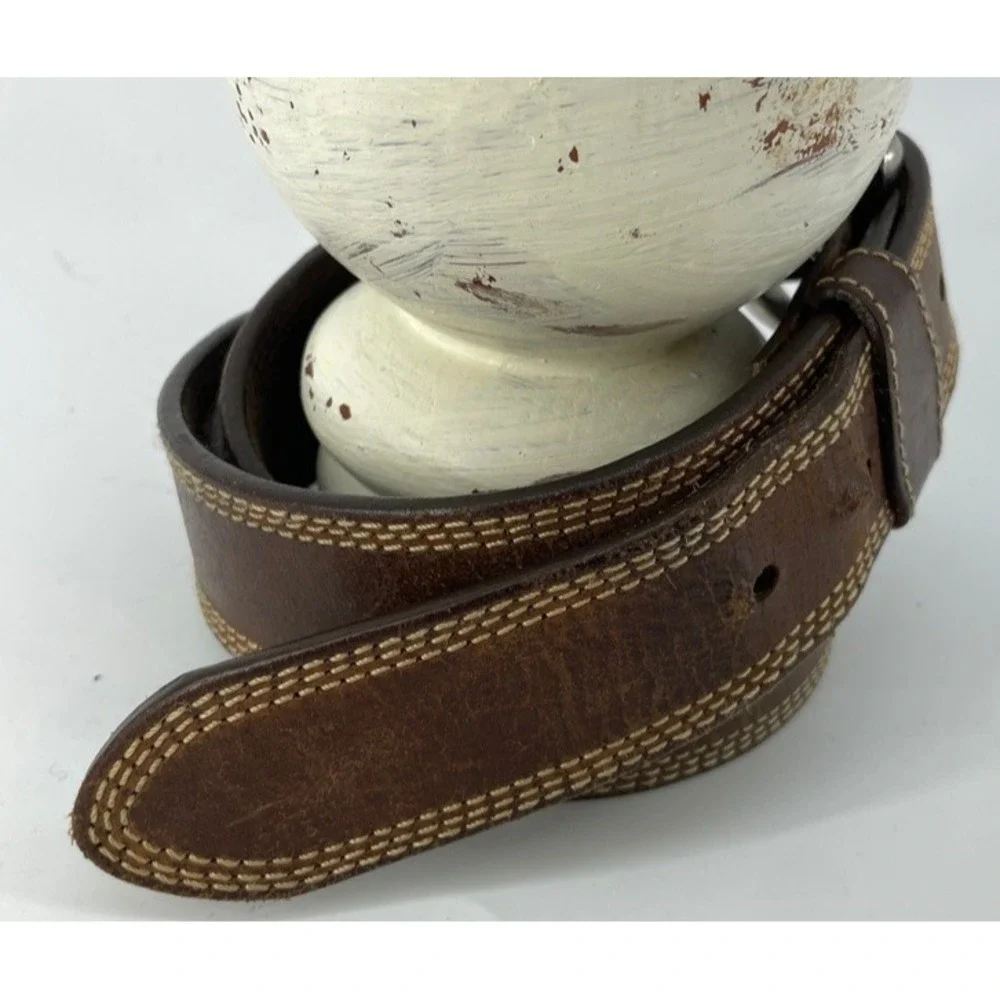 Wrangler Brown Leather Belt Men 44‎ Western 1.5